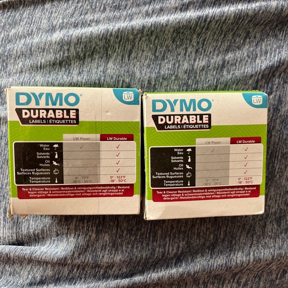 2x Sanford DYMO Durable LW Ribbon White 1 in X 2 1/8 in 160 Ct Roll Tear Res